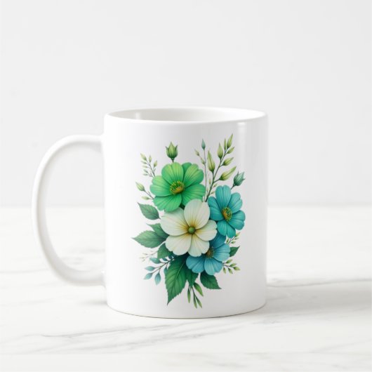 Blue White Flowers Bouquet-57453 Kaffeetasse (Links)