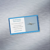Blue White Flugzeug Agent Airplane Travel Agency Magnetische Visitenkarte (Beispiel)