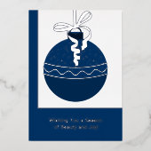 Blue & White Foil Acceleration Business Holiday Ca Folieneinladung (Vorderseite)