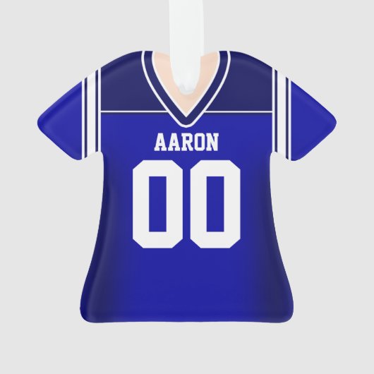 Blue/White Football Jersey Ornament (Rückseite)