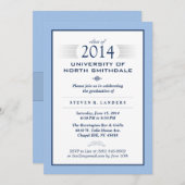 Blue & White Formal Graduation Party Einladung (Vorne/Hinten)