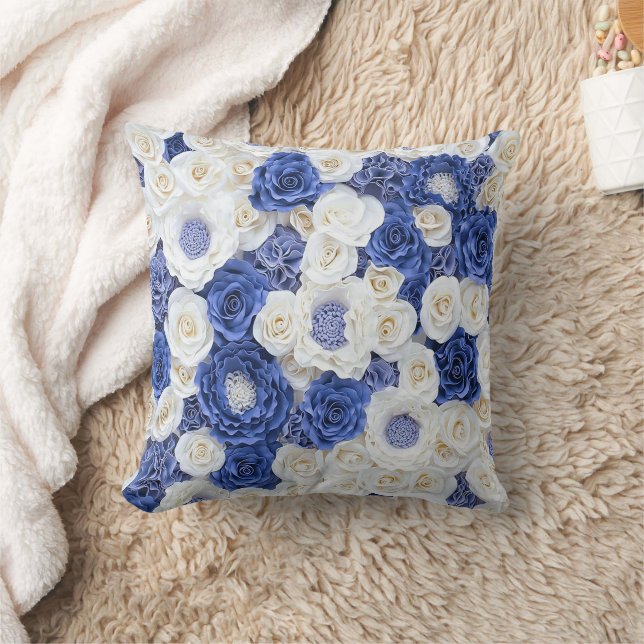 Blue White Fowers Kissen (Decke)