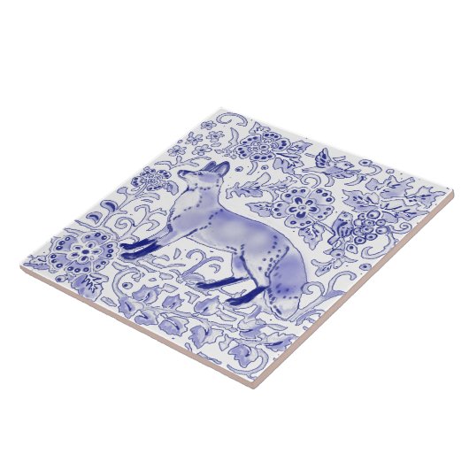 Blue White Fox Bird Woodland Bauernhof Rustikale K Fliese (Seite)