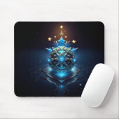 Blue White Fractal Design With Stars Mousepad (Mit Mouse)