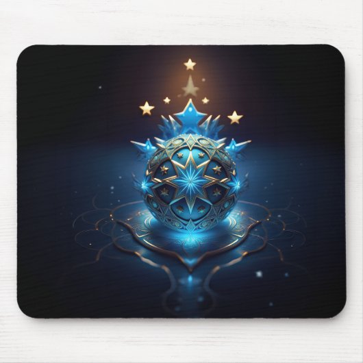 Blue White Fractal Design With Stars Mousepad (Vorne)
