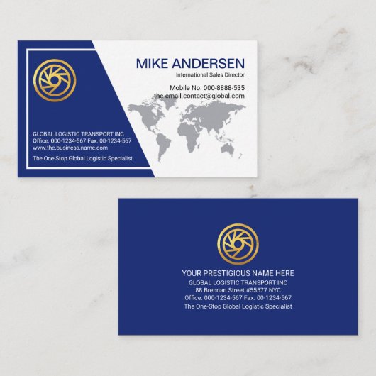 Blue White Frame Global CEO Visitenkarte (Vorne/Hinten)