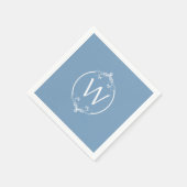 Blue White Frame Monogram Paper Napkins Serviette (Ecke)