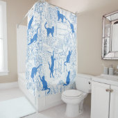 Blue White French Cat Paris Café Dusche Vorhang (Beispiel)