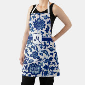Blue White French Country All Over Print Apron Schürze (InSitu)
