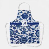 Blue White French Country All Over Print Apron Schürze (Vorderseite)