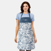 Blue White French Toile Monogram Apron Schürze (Getragen)