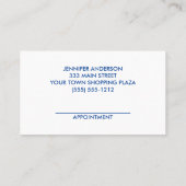 Blue White Friseur Salon Ernennung Terminkarte (Rückseite)