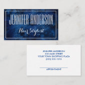 Blue White Friseur Salon Ernennung Terminkarte (Vorne/Hinten)