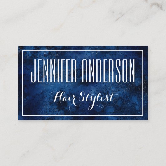 Blue White Friseur Salon Ernennung Terminkarte (Vorderseite)