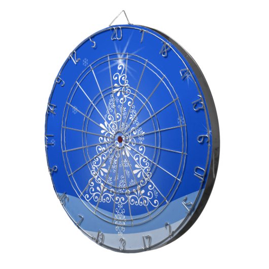 Blue White Frohe Weihnachtsbaumstars Night Light Dartscheibe (Vorderseite rechts)