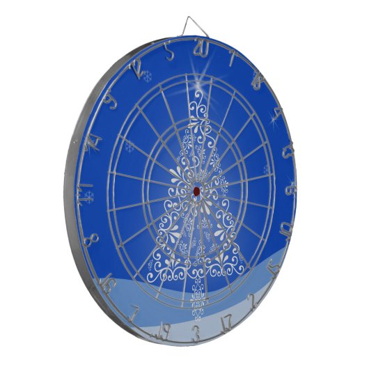 Blue White Frohe Weihnachtsbaumstars Night Light Dartscheibe (Vorderseite Links)