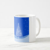 Blue White Frohe Weihnachtsbaumstars Night Light Kaffeetasse (VorderseiteRechts)