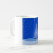 Blue White Frohe Weihnachtsbaumstars Night Light Kaffeetasse (Vorderseite Links)