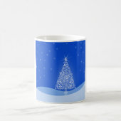 Blue White Frohe Weihnachtsbaumstars Night Light Kaffeetasse (Mittel)