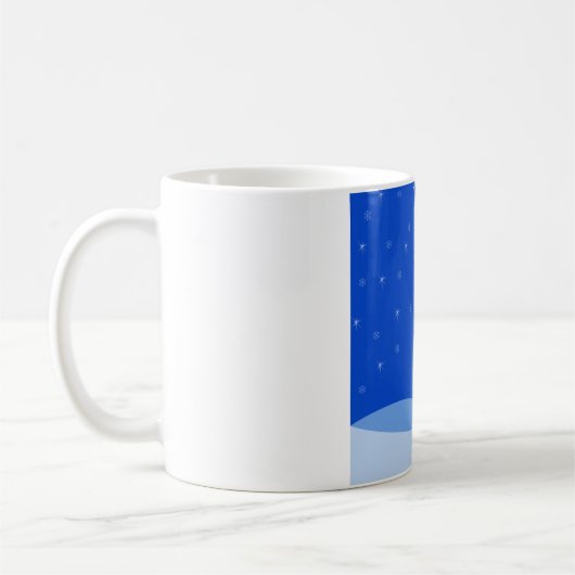 Blue White Frohe Weihnachtsbaumstars Night Light Kaffeetasse (Links)