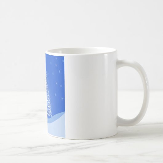 Blue White Frohe Weihnachtsbaumstars Night Light Kaffeetasse (Rechts)