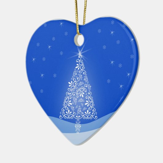 Blue White Frohe Weihnachtsbaumstars Night Light Keramik Ornament (Links)