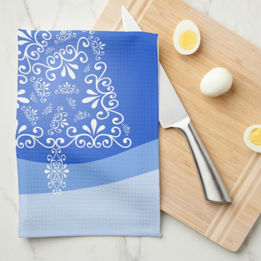 Blue White Frohe Weihnachtsbaumstars Night Light Küchentuch (Viertel Falte)