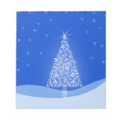 Blue White Frohe Weihnachtsbaumstars Night Light Notizblock (Vorderseite)