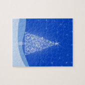 Blue White Frohe Weihnachtsbaumstars Night Light Puzzle (Horizontal)
