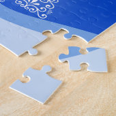 Blue White Frohe Weihnachtsbaumstars Night Light Puzzle (Seite)