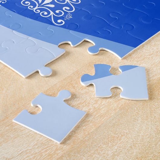 Blue White Frohe Weihnachtsbaumstars Night Light Puzzle (Seite)