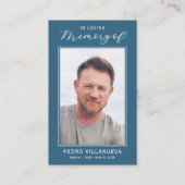 Blue & White Funeral Prayer Photo Sympathy Cards Visitenkarte (Vorderseite)
