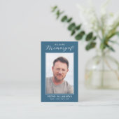 Blue & White Funeral Prayer Photo Sympathy Cards Visitenkarte (Stehend Vorderseite)