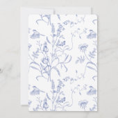 Blue & White Garden Blume Brautparty Einladung (Rückseite)