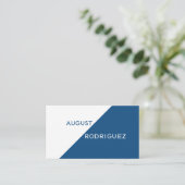 Blue White Geometric Custom QR Code Business Card Visitenkarte (Stehend Vorderseite)