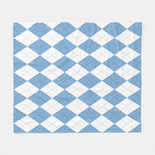 Blue White Geometric Diamond Argyle Pattern Fleecedecke (Vorderseite (Horizontal))