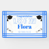 Blue White Geometric Graduation Party Banner (Horizontal)