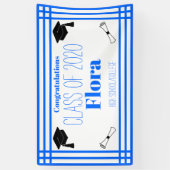 Blue White Geometric Graduation Party Banner (Vertikal)