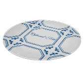 Blue & White Geometry & Flowers Schneidebrett (Ecke)