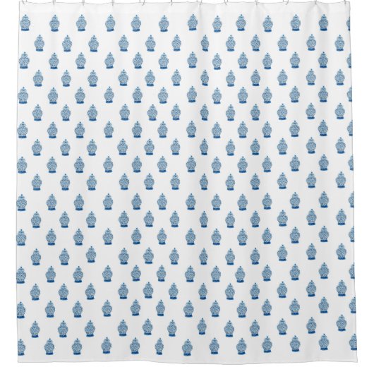 Blue White Ginger Jänner Bath Duschvorhang (Vorderseite)