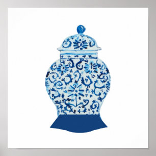 Blue White Ginger Jar Art Print Poster