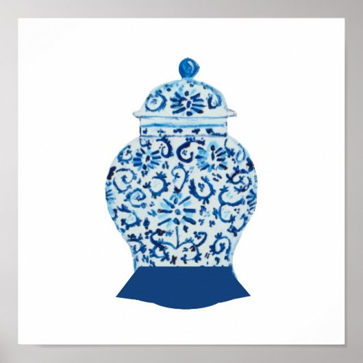 Blue White Ginger Jar Art Print Poster (Vorne)