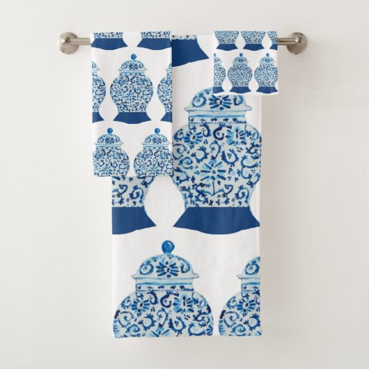 Blue White Ginger Jar Bath Handtuch Set (Insitu)
