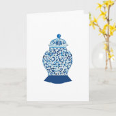 Blue White Ginger Jar Greeting Karte (Gelbe Blume)