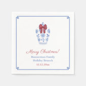 Blue White Ginger Jar Red Ribbon Holiday Party Serviette (Vorderseite)