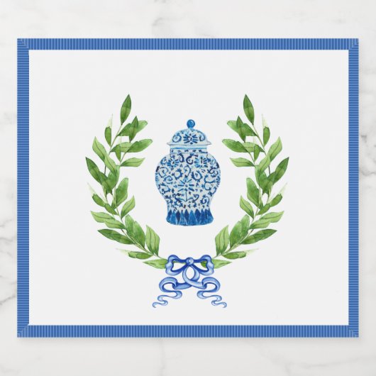 Blue & White Ginger Jar Schaumweinetikett (Einzelnes Label)