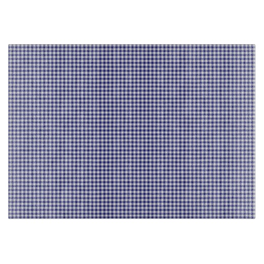Blue-White Gingham-11 x 8 GLASS CUTTING BOARD Schneidebrett (Vorderseite)