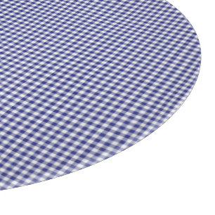 Blue-White Gingham-12in ROUND CUTTING BOARD Schneidebrett