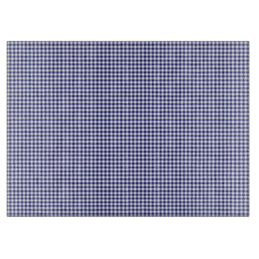 Blue-White Gingham-15 x 11 GLASS CUTTING BOARD Schneidebrett (Vorderseite)