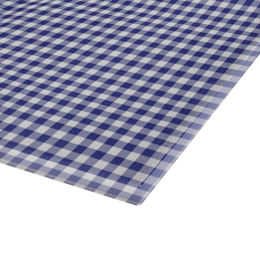 Blue-White Gingham-15 x 11 GLASS CUTTING BOARD Schneidebrett (Ecke)